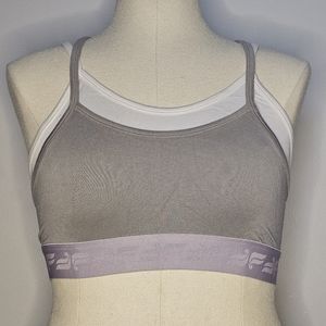 COPY - Soft and stretchy, layered sports bra with thick Fabletics logo band